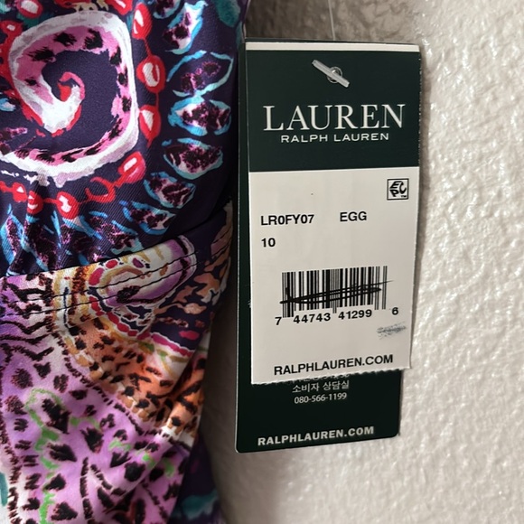 Lauren Ralph Lauren EGGPLANT Captiva Paisley Underwire One-Piece Swimsuit, US 10 - Picture 4 of 10